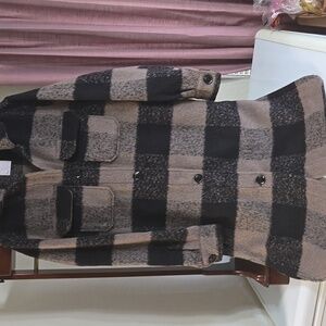 SO Black and Gray Plaid Coat